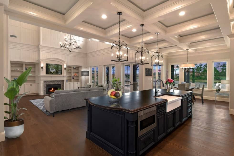 Custom Kitchen With Coffered Ceiling In Cartersville