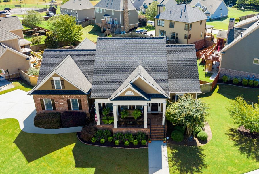 Aerial View of a Home with a New Roof