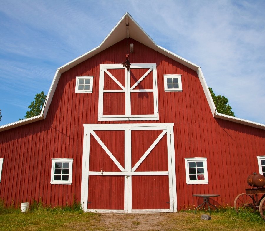 Red Barn with White Trim